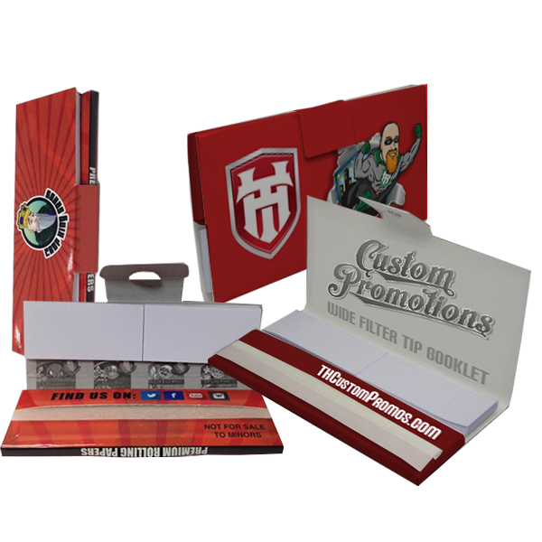 Custom Rolling Papers with Attached Filter Tips and Closure: 1000 MOQ