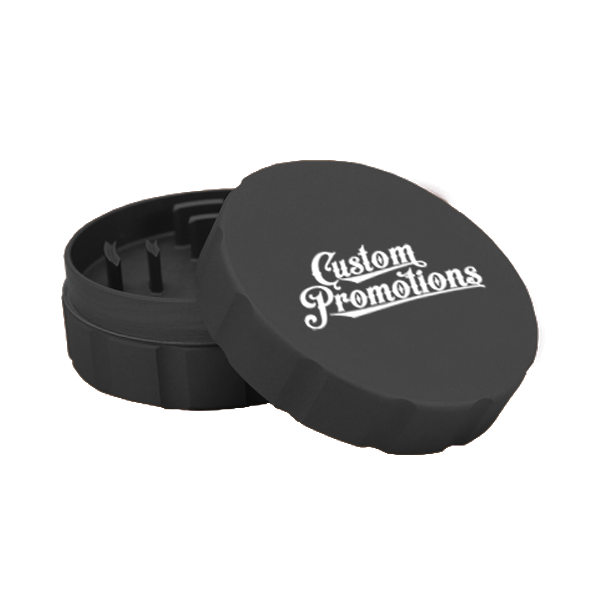 Custom Logo Grinders : Aluminum 2 Piece : Black