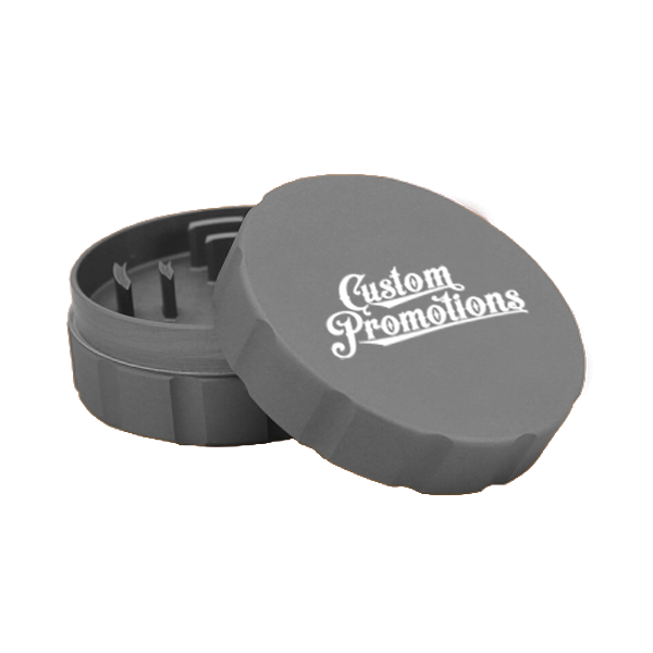 Custom Logo Grinders : Aluminum 2 Piece : Grey